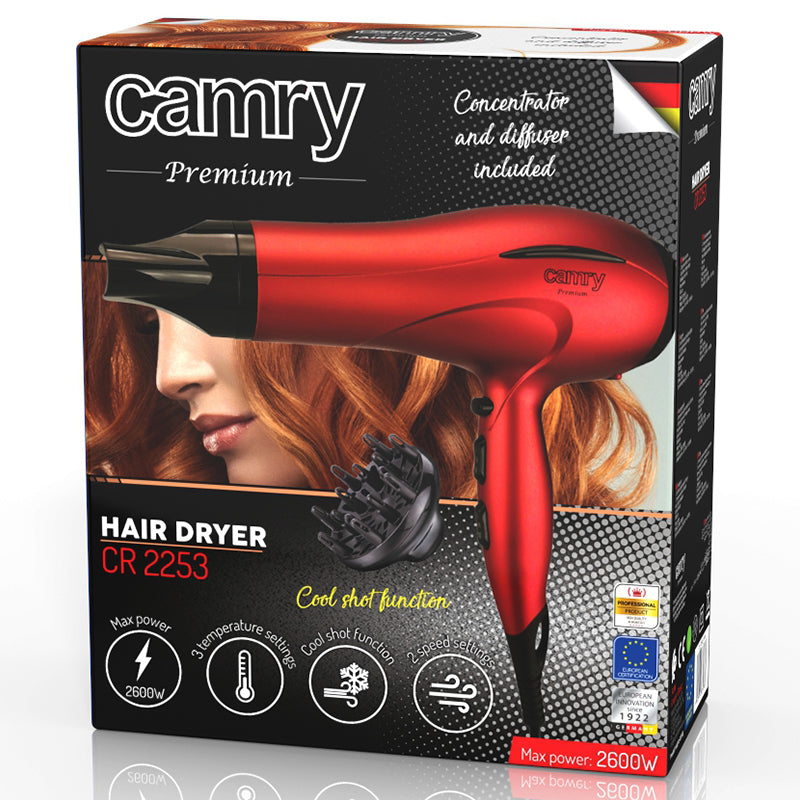 Uscător de păr de 2000-2400 W cu concentrator și difuzor Camry CR2253