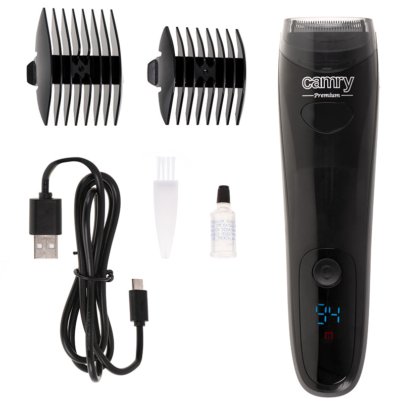 Trimmer pentru barbă cu aspirare, ecran LCD, 2 atașamente, Camry CR2833