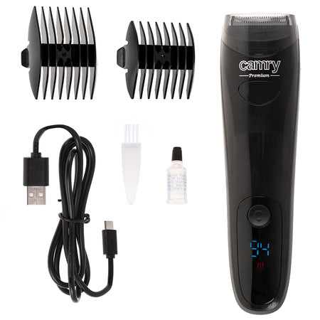 Trimmer pentru barbă cu aspirare, ecran LCD, 2 atașamente, Camry CR2833