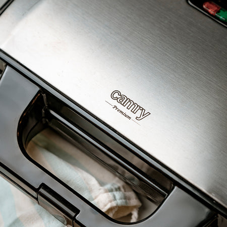 Sandwich maker XL 1300 W, antiaderent, plăci mari, inox Camry CR3054