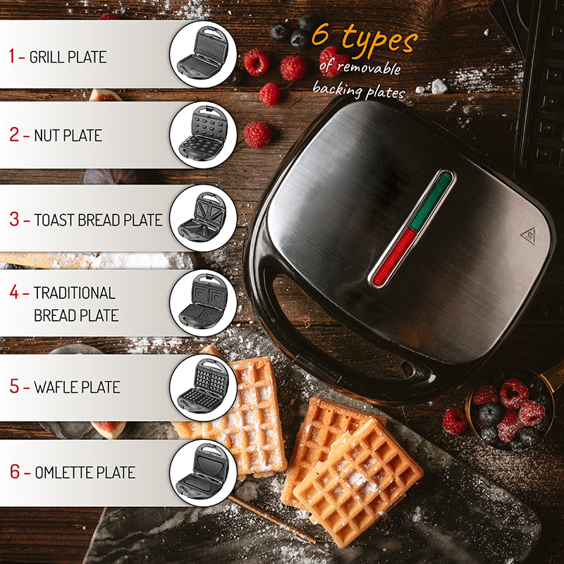 Sandwich maker 6 în 1 antiaderent 1200 W plăci interschimbabile Camry CR3057