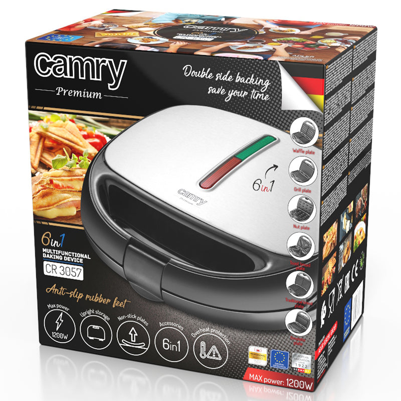 Sandwich maker 6 în 1 antiaderent 1200 W plăci interschimbabile Camry CR3057