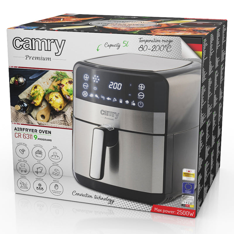 Friteuză air fryer 5L, 9 programe, display LED, fără ulei Camry CR6311