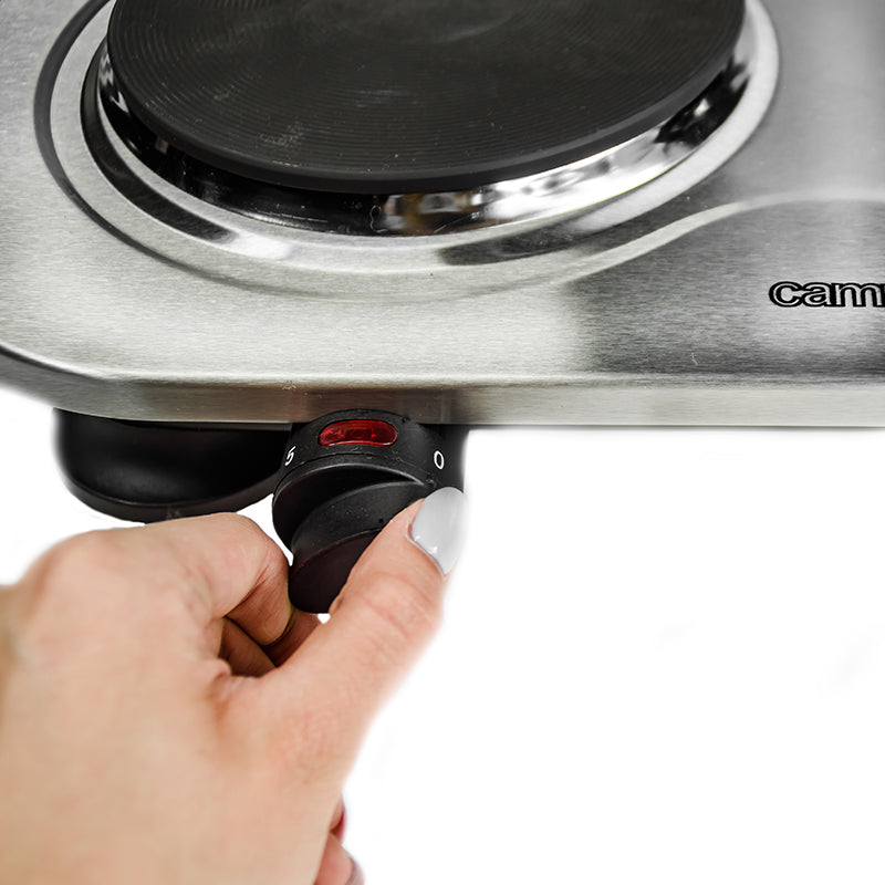 Plită electrică dublă 2500 W, 2 arzătoare, inox, control temperatură Camry CR6511