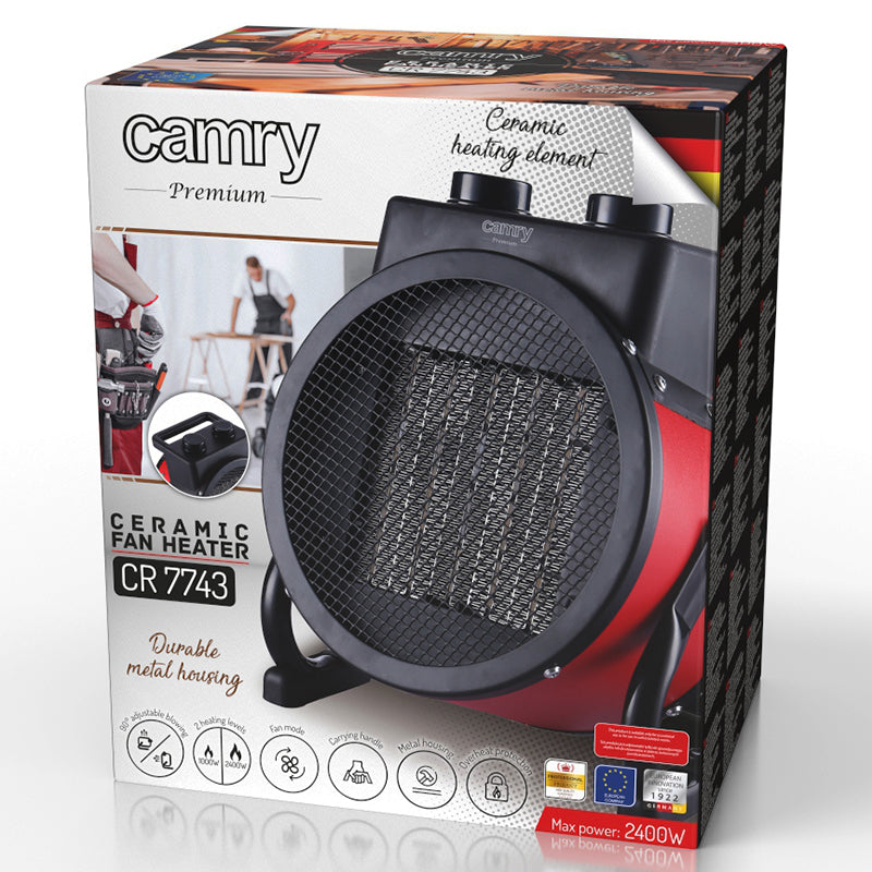 Aerotermă ceramică cu 2 trepte de putere de 2400 W și carcasă metalică Camry CR7743