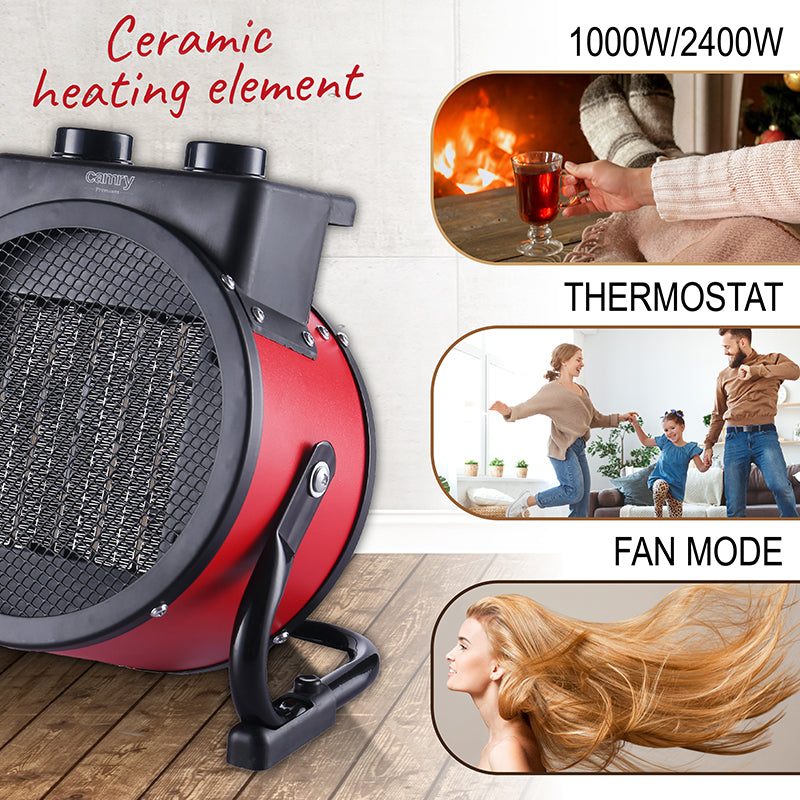 Aerotermă ceramică cu 2 trepte de putere de 2400 W și carcasă metalică Camry CR7743