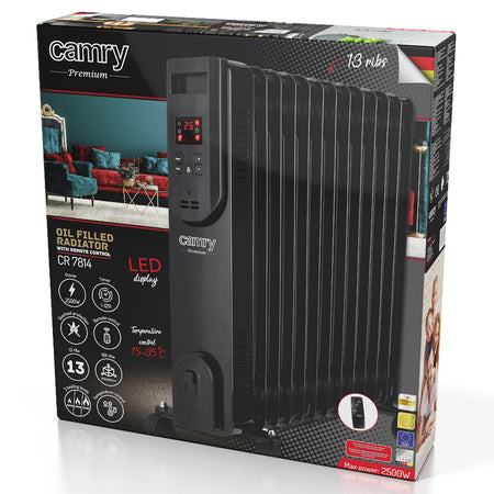 Radiator ulei 13 elementi 2500 W cu display LED și telecomandă Camry CR7814