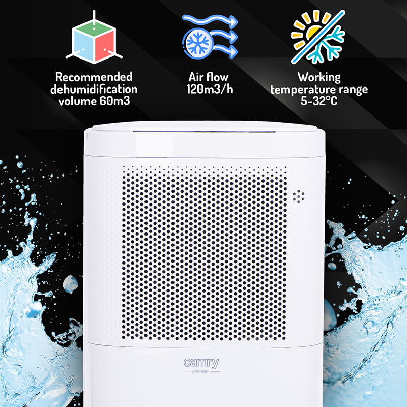 Dezumidificator aer cu compresor, LCD, 10 l, 200 W, Camry CR7851