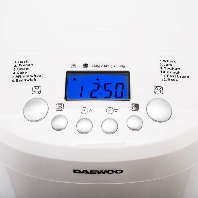 Mașină de făcut pâine de 600 W cu capacitate de 900 g și 12 programe Daewoo D-DBM600W