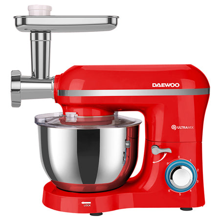 Robot bucătărie 2 în 1 cu mixer, bol inox 5,5 l și mașină de tocat carne Daewoo