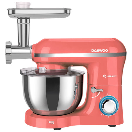 Robot bucătărie 2 în 1 cu mixer, bol inox 5,5 l și mașină de tocat carne Daewoo