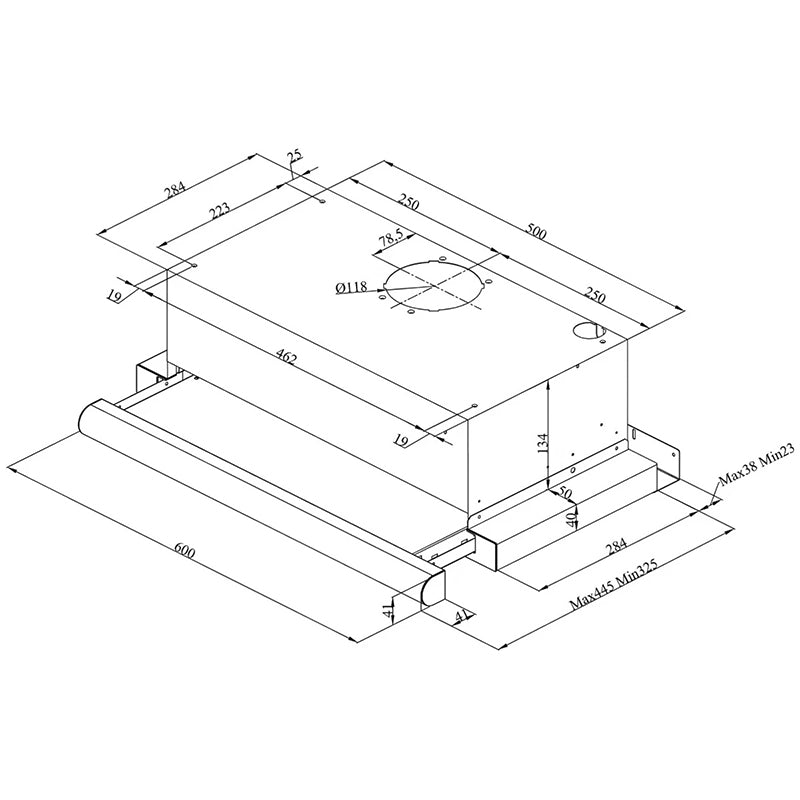 Hotă telescopică incorporabilă 425 m³/h, inox, 60 cm, Hansa D-OTS6226IH