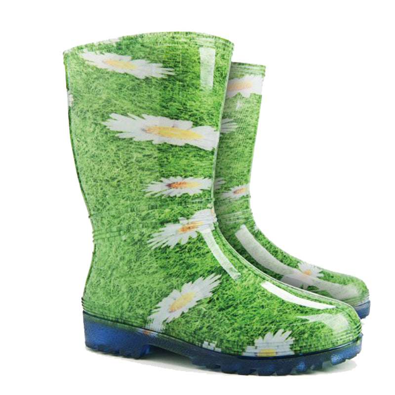 Cizme PVC damă model floral, interior anatomic, brant antimicotic DEMAR DKDP4041