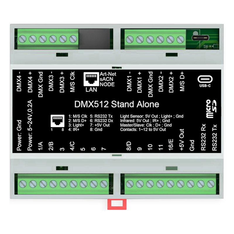 Interfață DMX-USB cu conexiune RJ45, Stand Alone, montare DIN - Ibiza Light DMX-RAIL-512