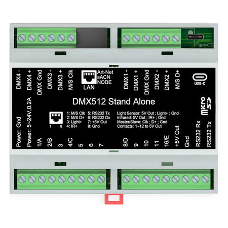 Interfață DMX-USB cu conexiune RJ45, Stand Alone, montare DIN - Ibiza Light DMX-RAIL-512