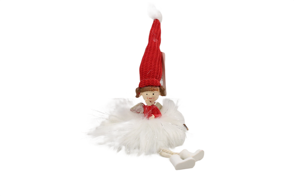 Xmas Ingeras Cu Picioare Textil Alb/Rosu 7303