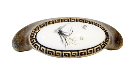 Mâner mobilier cu ceramică și finisaj bronz antic cu interax 64 mm