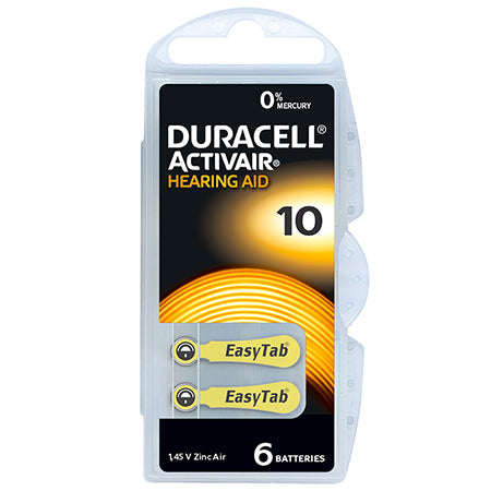 Set de baterii auditive zinc-aer tip 10 în blister de 6 bucăți Duracell DUR-10