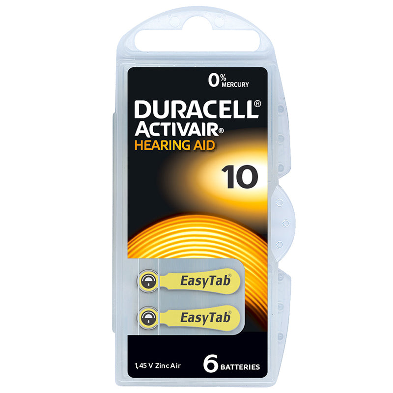 Set de baterii auditive zinc-aer tip 10 în blister de 6 bucăți Duracell DUR-10