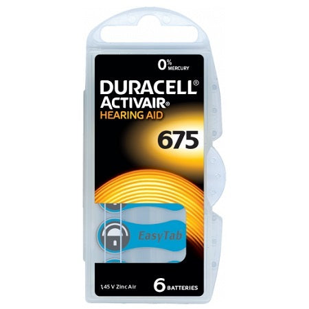Baterie auditivă zinc-aer 1,4 V, blister 6 bucăți Duracell DUR-675