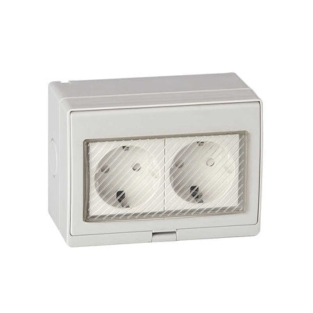 Priză dublă Schuko IP55 montare pe tencuială E-PREX2