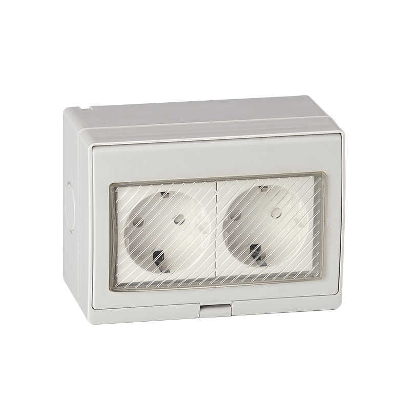 Priză dublă Schuko IP55 montare pe tencuială E-PREX2