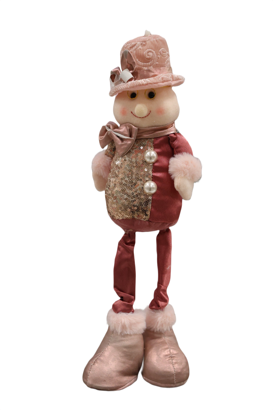Xmas Figurina Textil Om Zapada In Picioare Roz