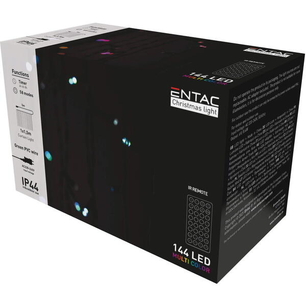 Perdea Luminoasa 144 Led Rgb 8x8 Functii 1x1.5m Cu Telecomanda Ir Ip44