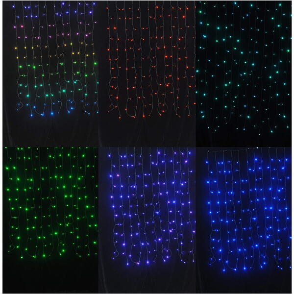 Perdea Luminoasa 144 Led Rgb 8x8 Functii 1x1.5m Cu Telecomanda Ir Ip44