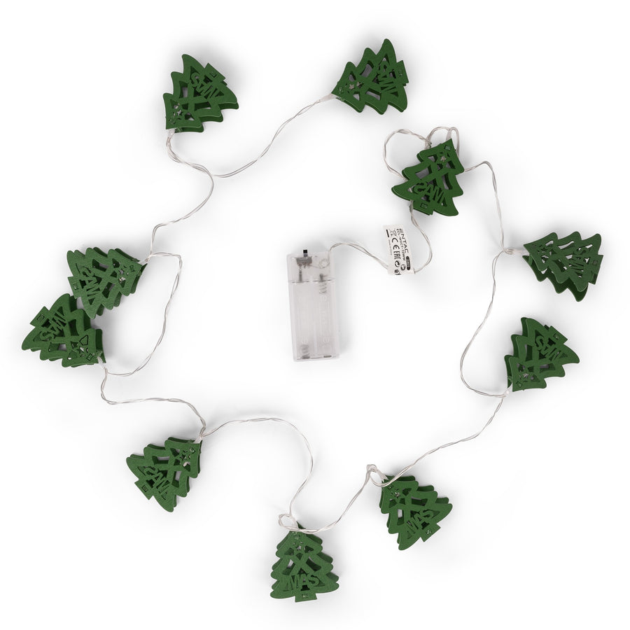 Ghirlanda 10 Led Ww 1,65m Decor Brad Verde Din Lemn,de Interior