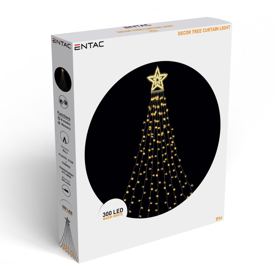Plasa Luminoasa Brad Cu Stea 300 Microled Ww 10x2.9m 8 Programe, Ectcl