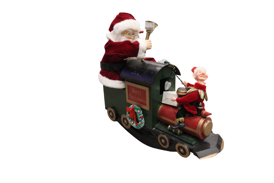 Figurina Muzicala Mos Craciun In Tren  Xmas