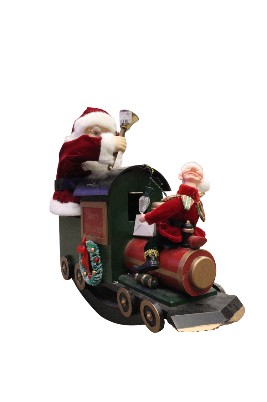 Figurina Muzicala Mos Craciun In Tren  Xmas