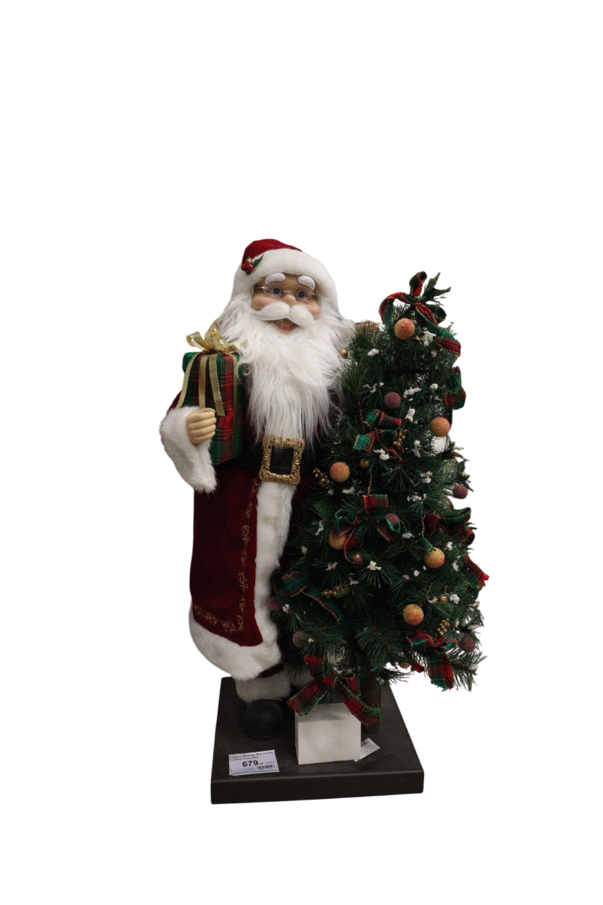 Figurina Muzicala, Mos Craciun Cu Brad Xmas