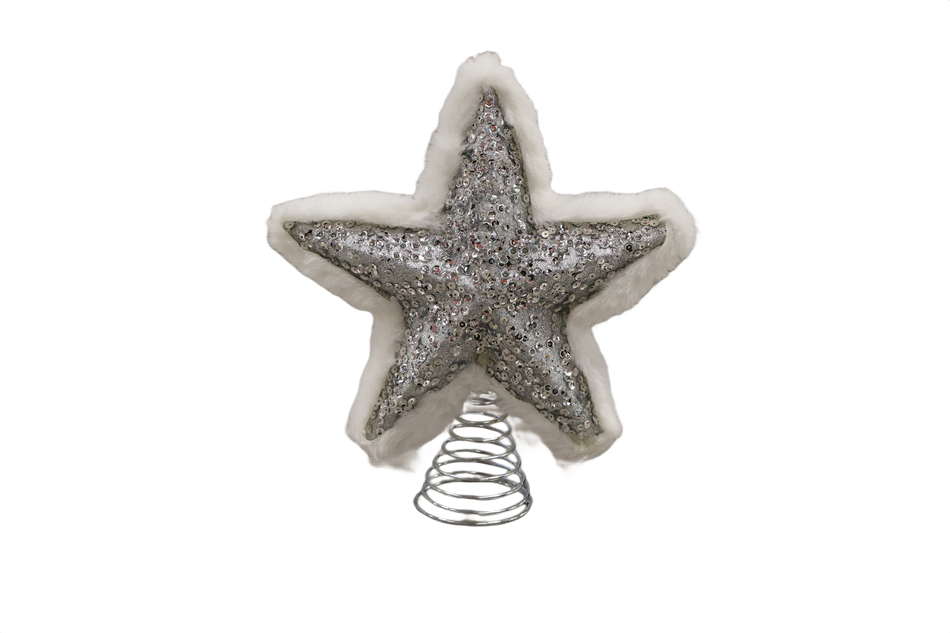 VARF DE BRAD STEA ARGINTIU CU SUPORT METALIC 500059S-20 XMAS