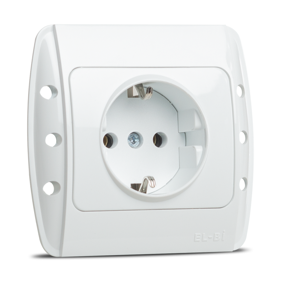 Priză Schuko 16 A 230 V pentru montaj încastrat, alb