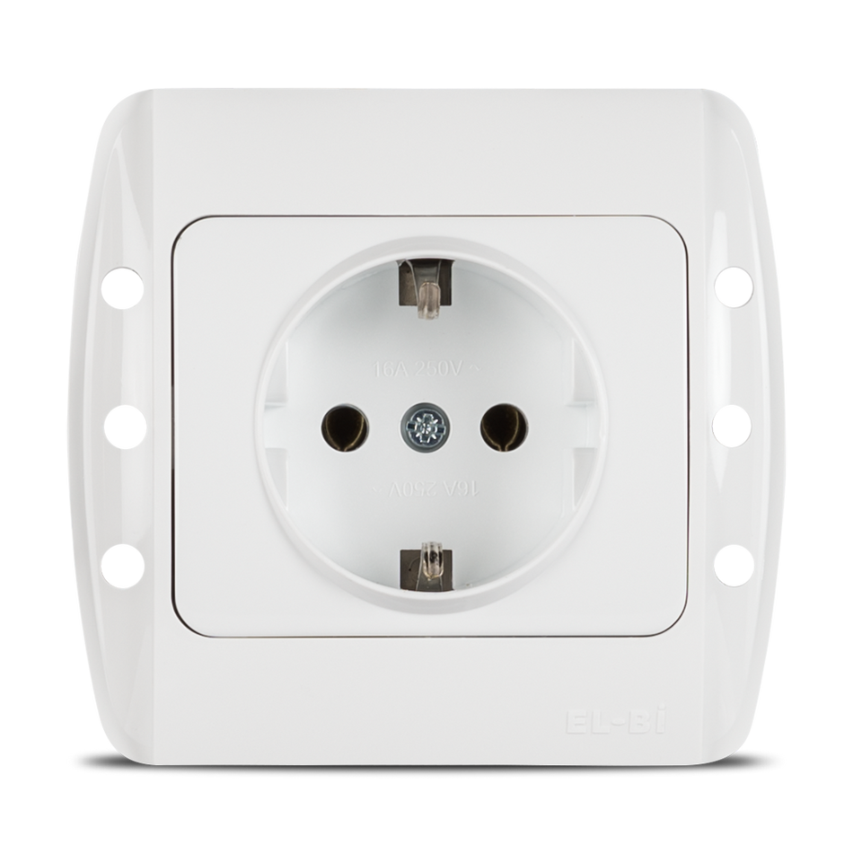 Priză Schuko 16 A 230 V pentru montaj încastrat, alb