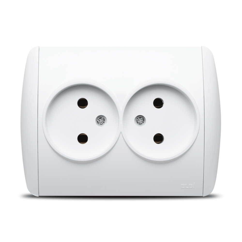 Priză dublă Schuko 16 A 230 V alb pentru montaj încastrat Zirve