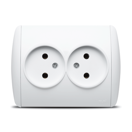 Priză dublă Schuko 16 A 230 V alb pentru montaj încastrat Zirve