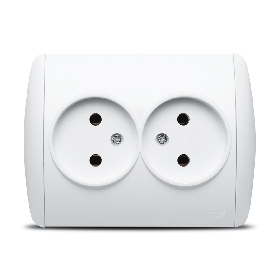 Priză dublă Schuko 16 A 230 V alb pentru montaj încastrat Zirve
