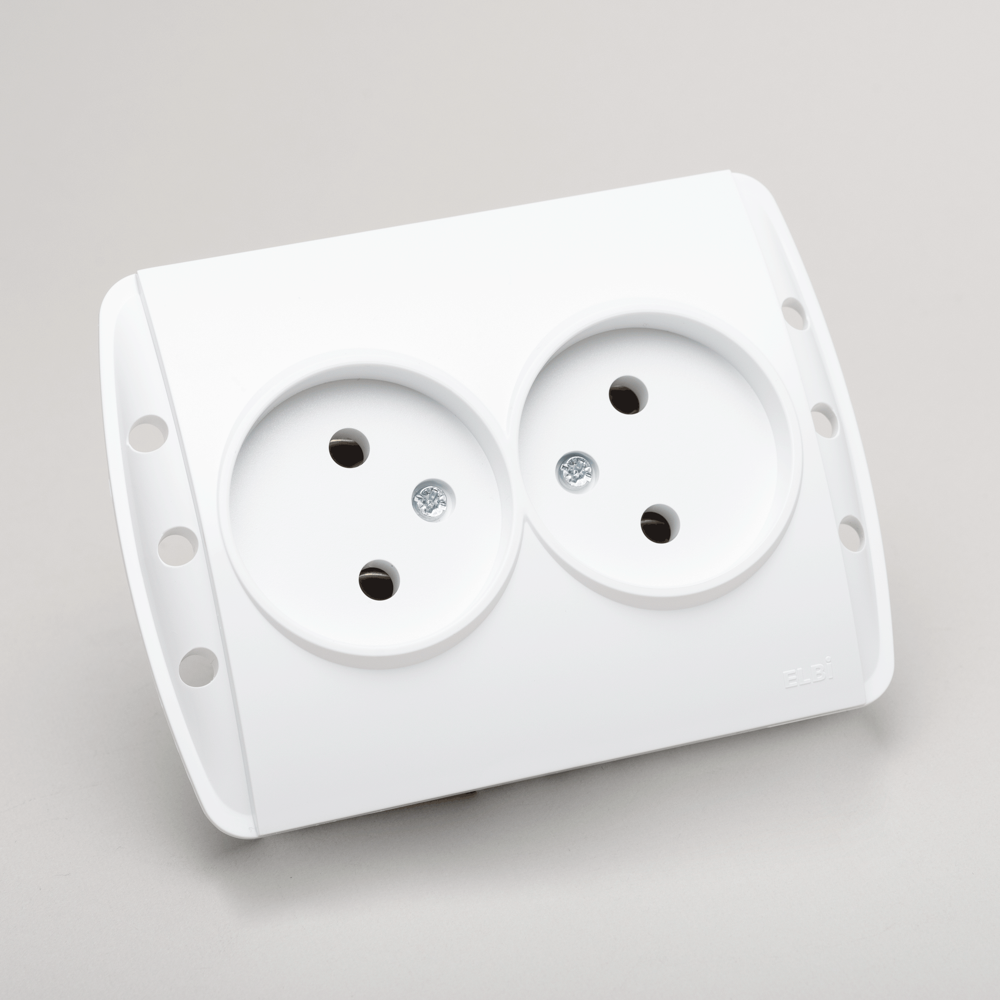 Priză dublă Schuko 16 A 230 V alb pentru montaj încastrat Zirve