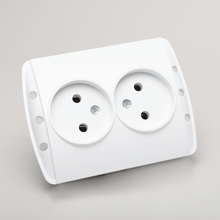 Priză dublă Schuko 16 A 230 V alb pentru montaj încastrat Zirve