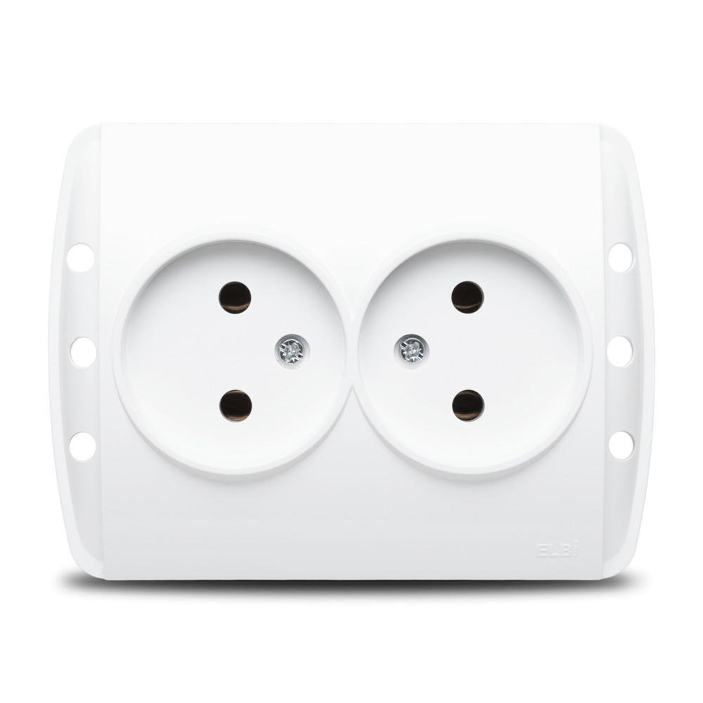 Priză dublă Schuko 16 A 230 V alb pentru montaj încastrat Zirve
