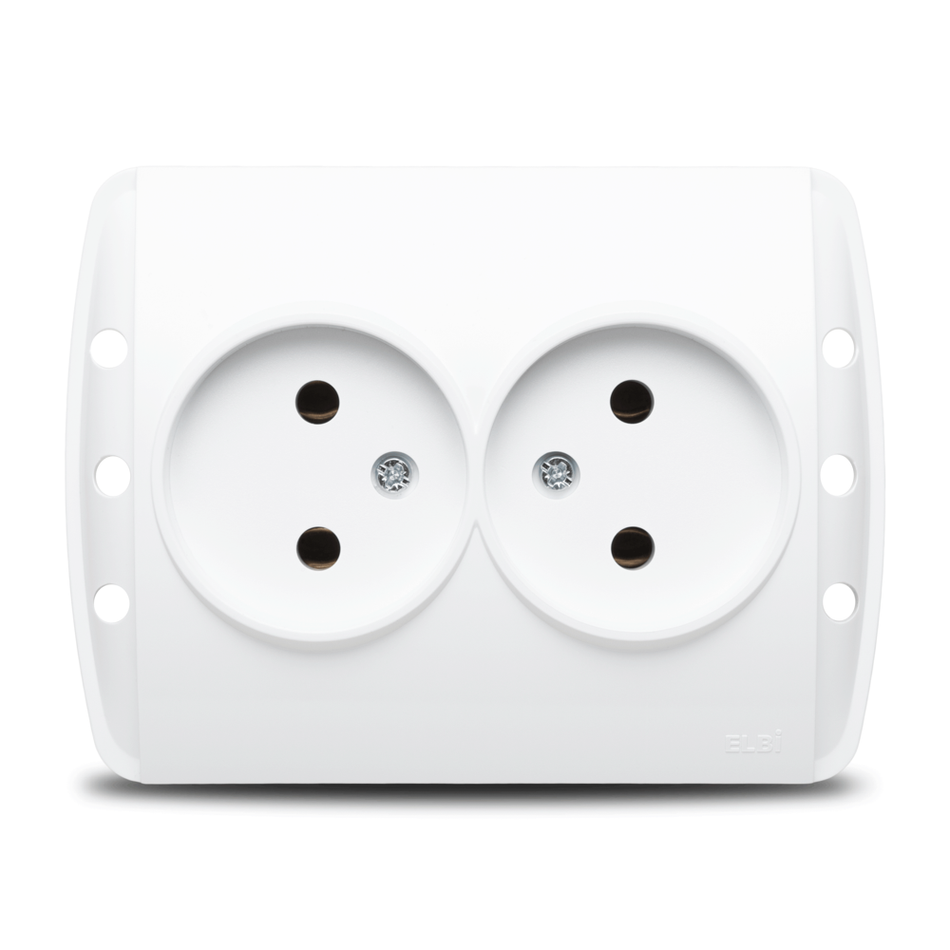 Priză dublă Schuko 16 A 230 V alb pentru montaj încastrat Zirve