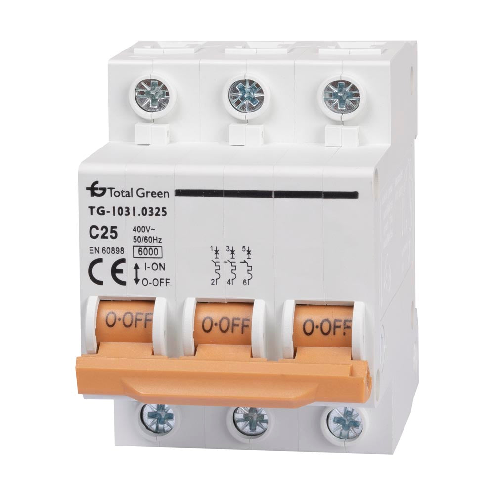 Întreruptor automat tripolar Total Green TG-1031.0325 de 25 A cu curbă C