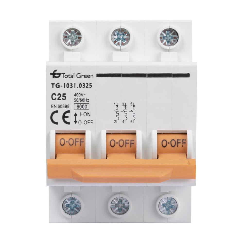 Întreruptor automat tripolar Total Green TG-1031.0325 de 25 A cu curbă C