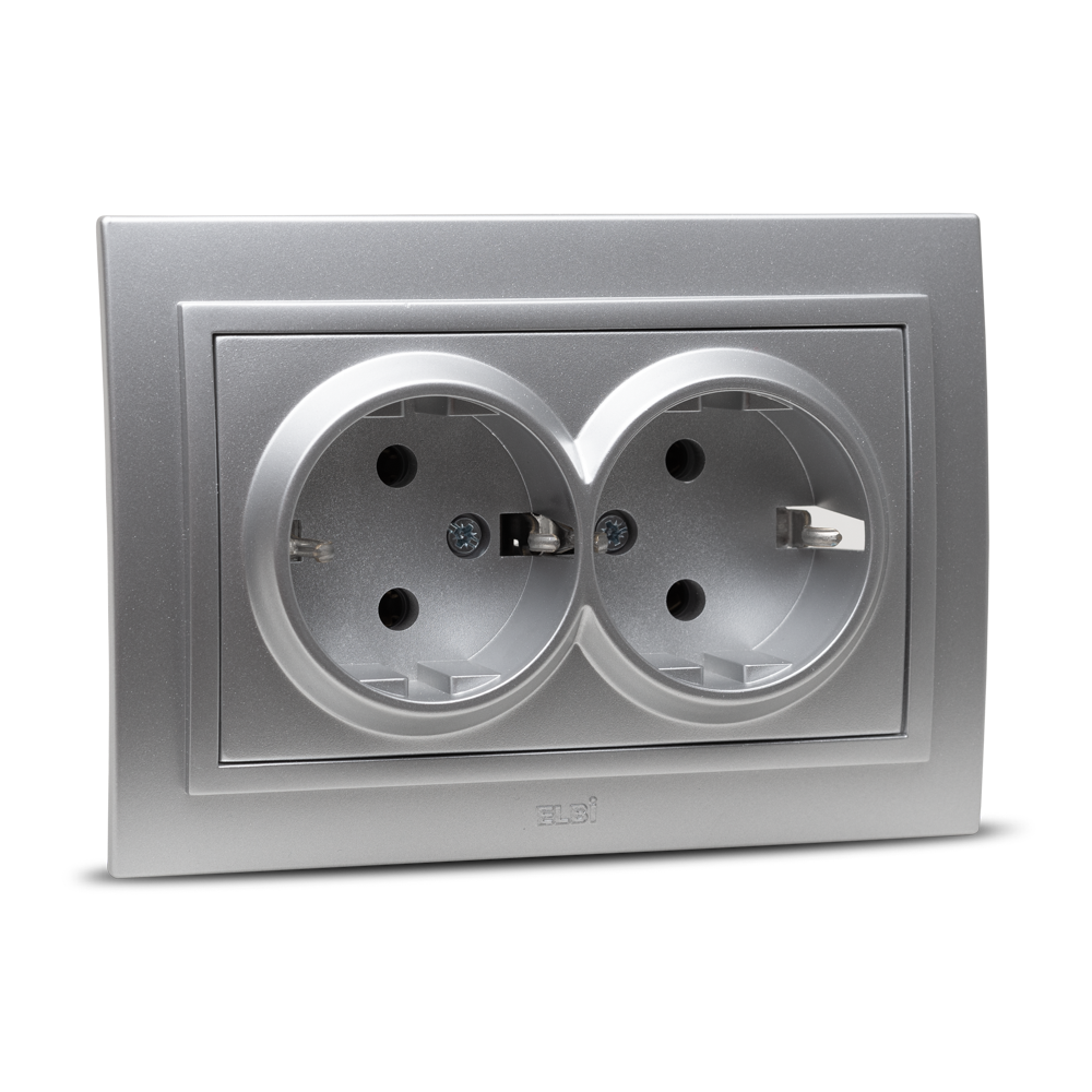 Priză dublă Schuko 16 A 230 V pentru montaj încastrat - Elbi