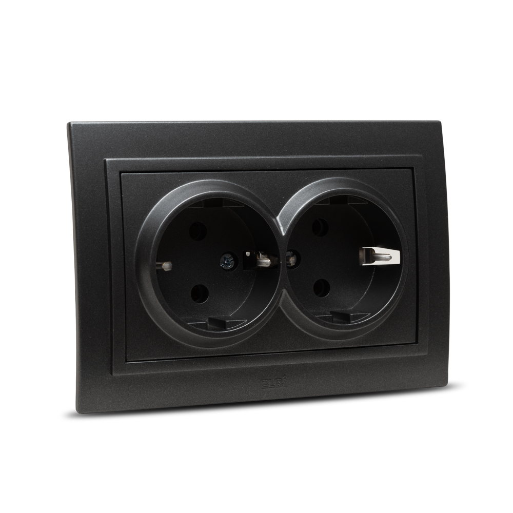 Priză dublă Schuko 16 A 230 V pentru montaj încastrat - Elbi