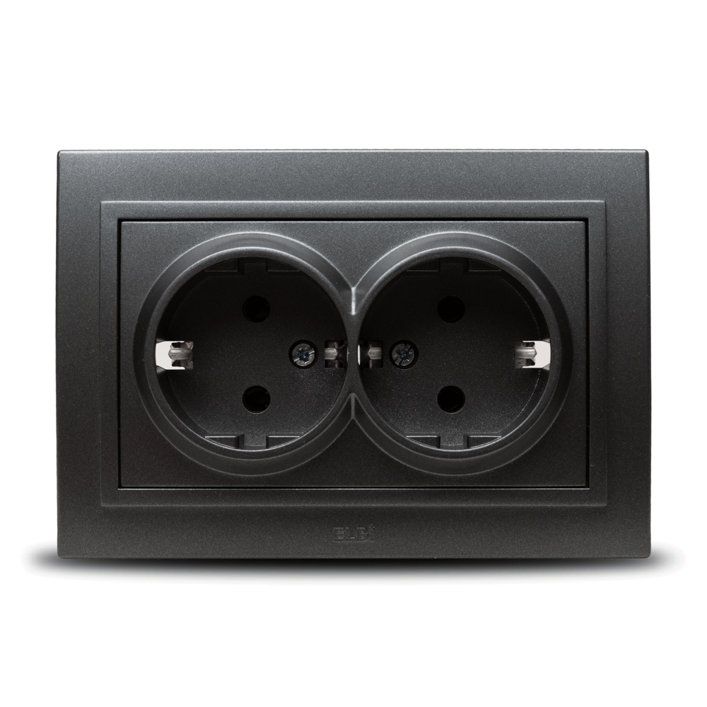 Priză dublă Schuko 16 A 230 V pentru montaj încastrat - Elbi