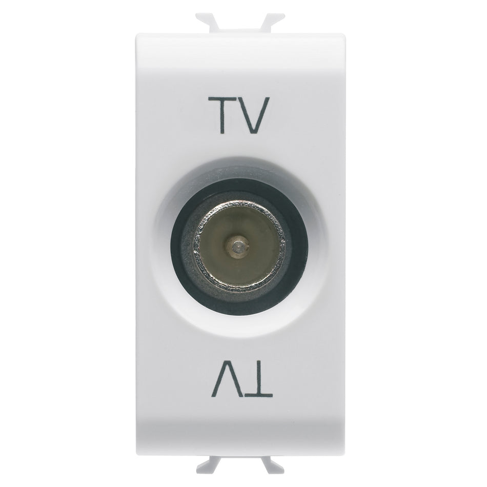 Priză TV capăt 1M cu conector coaxial 75Ω pentru montaj îngropat Chorus Gewiss